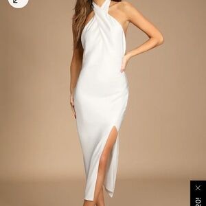 White halter mini dress
